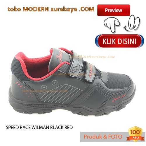 SpeedRace Wilman Black Red Sepatu Sekolah Anak Casual Sneakers