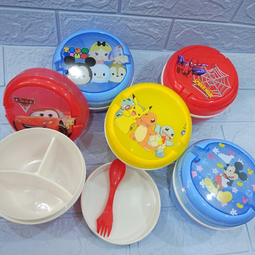 [ORGM] Lunch Box Tempat Makanan Kotak Bekal Anak Kotak Bento Motif Karakter Kartun Princess Cars