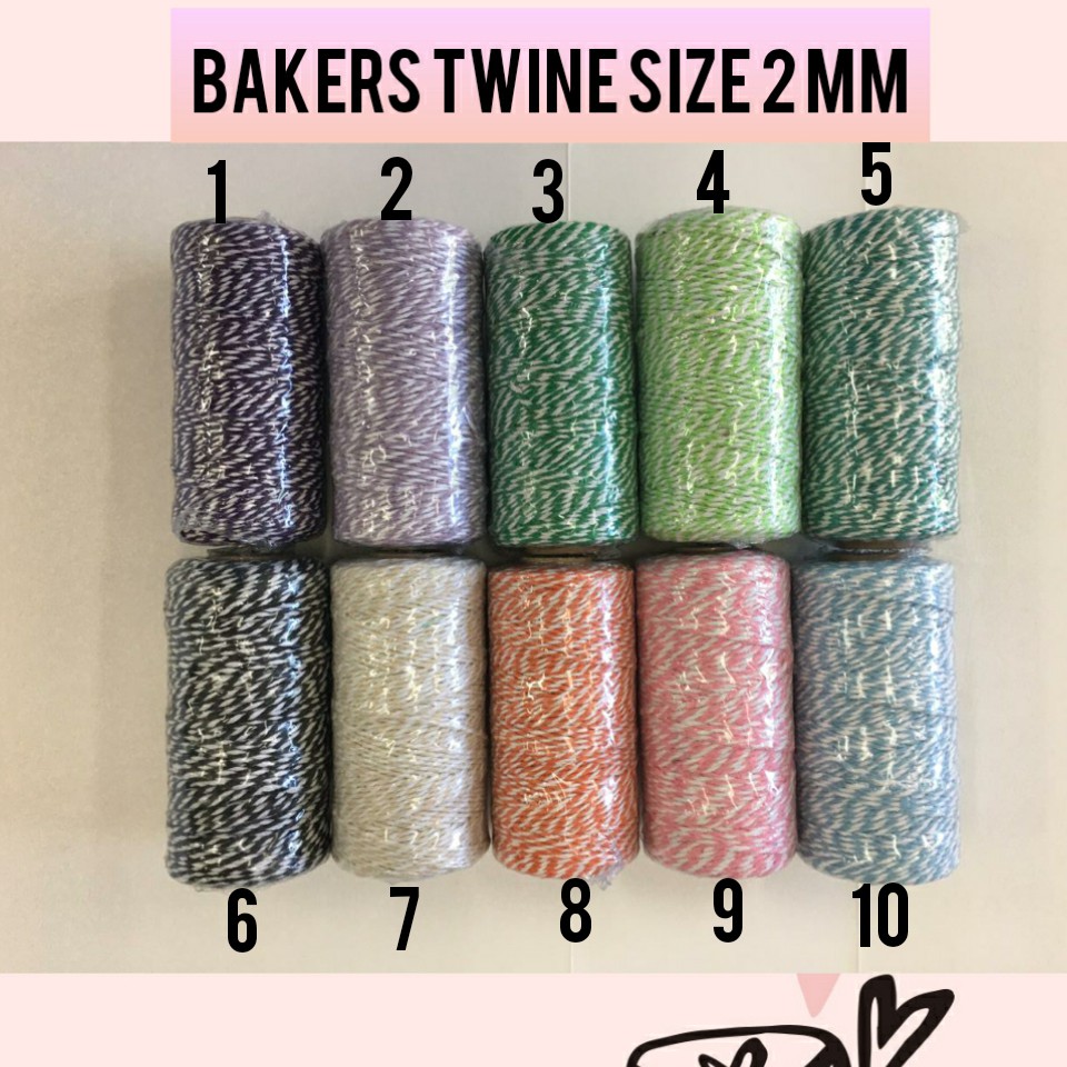 100 METER - BAKERS TWINE  2 MM | BENANG IKAT KATUN | BENANG HIAS | TALI WARNA | COTTON