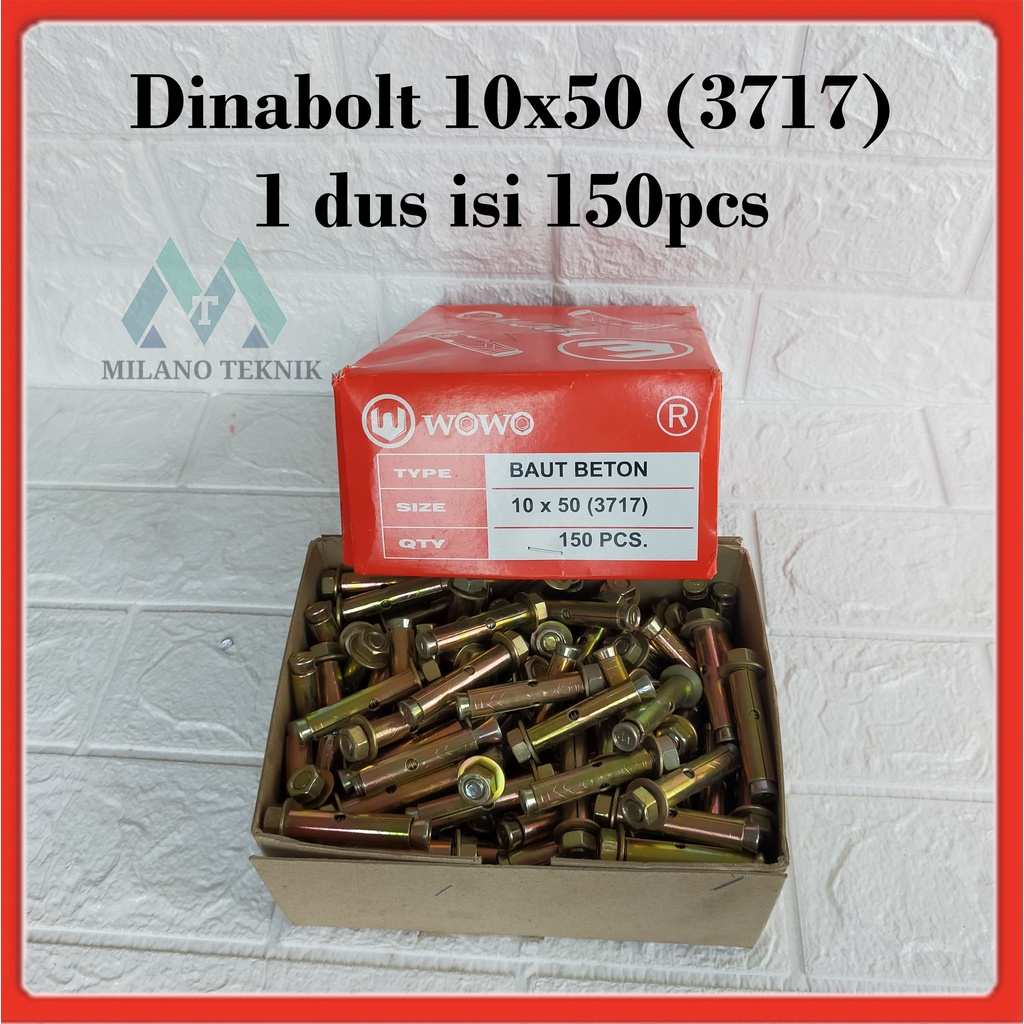 Dinabol 10x50(3717) isi 150pcs dinabolt 10mm x 50mm baut beton wowo baut tanam