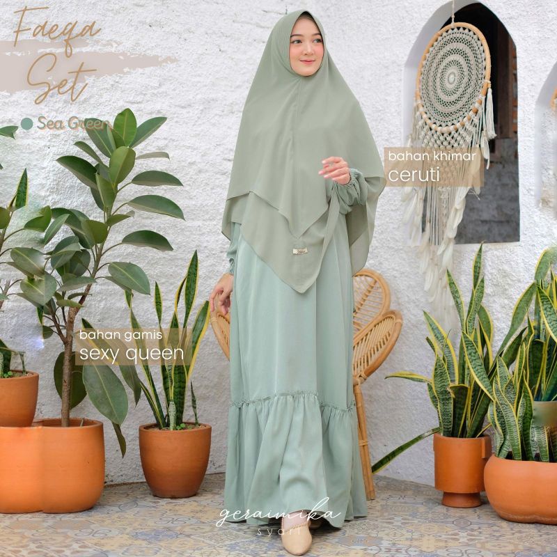 Gamis Syari Set Khimar Faeqa Set Original Gerai Mika