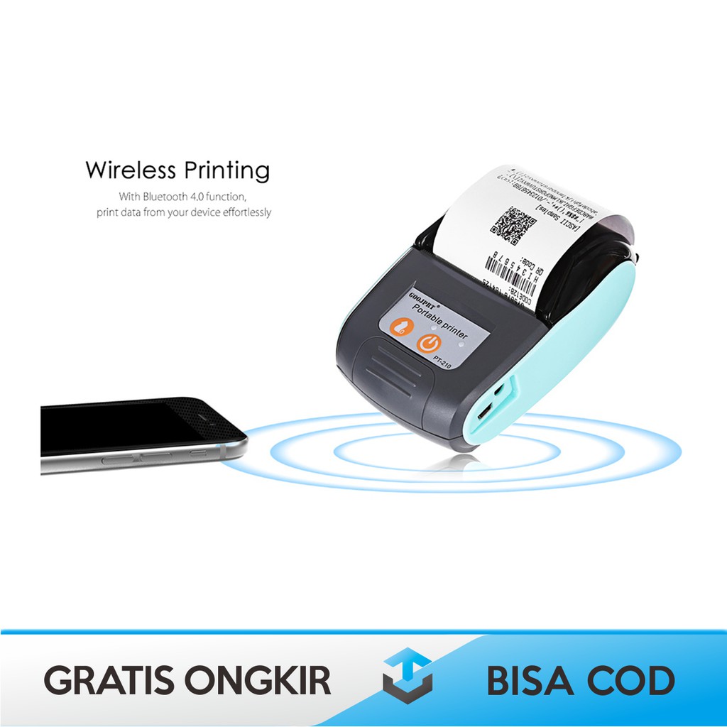 PRINTER BLUETOOTH THERMAL 58mm PORTABLE GOOJPRT JP-PT210 - MINI PRINTER BLOETOOTH TERMAL RESI ORI