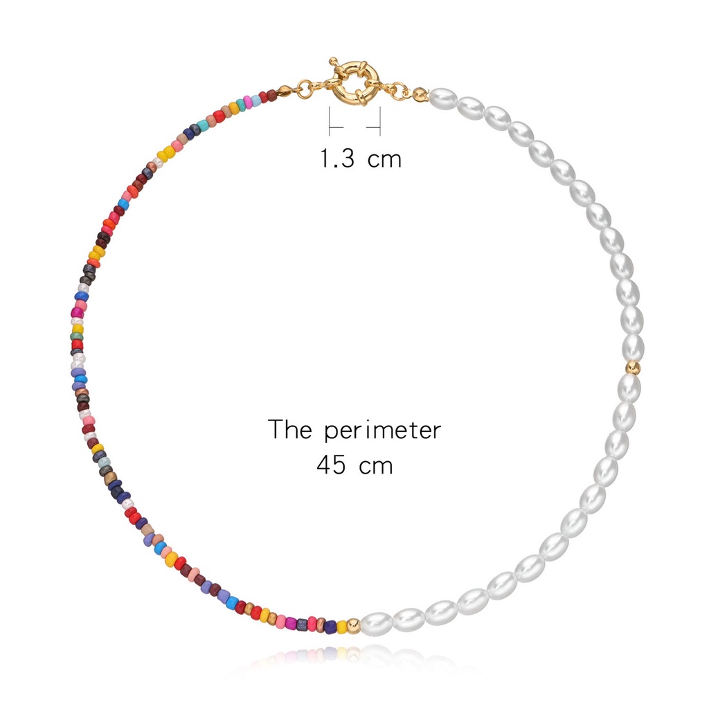 Hu Hu Hu Hu Hu Alat Bantu Pasang Kacamata♡ Kalung Choker Manik-Manik Mutiara Imitasi Handmade Warna-Warni Gaya Bohemian Untuk Wanita