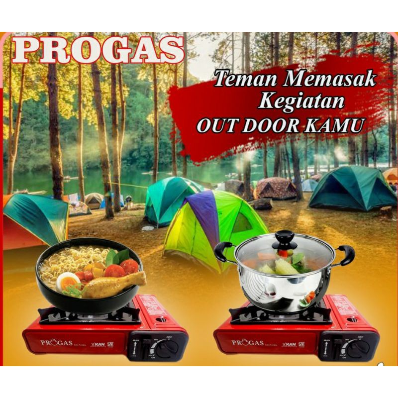 Kompor Portabel  2 In 1 , Kompor Kemping , Portable Gas Satu Tungku