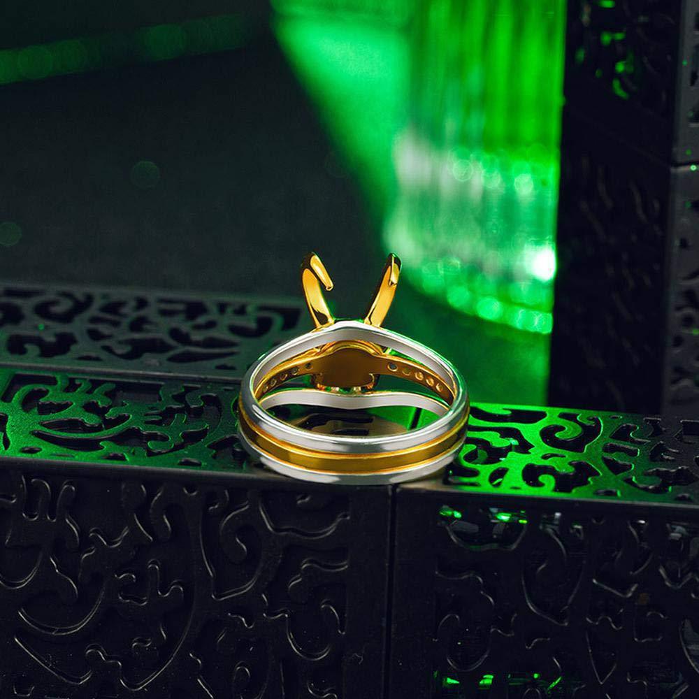 Perhiasan Cincin zircon Bentuk Helm loki Warna Hijau Gaya Kasual Untuk unisex