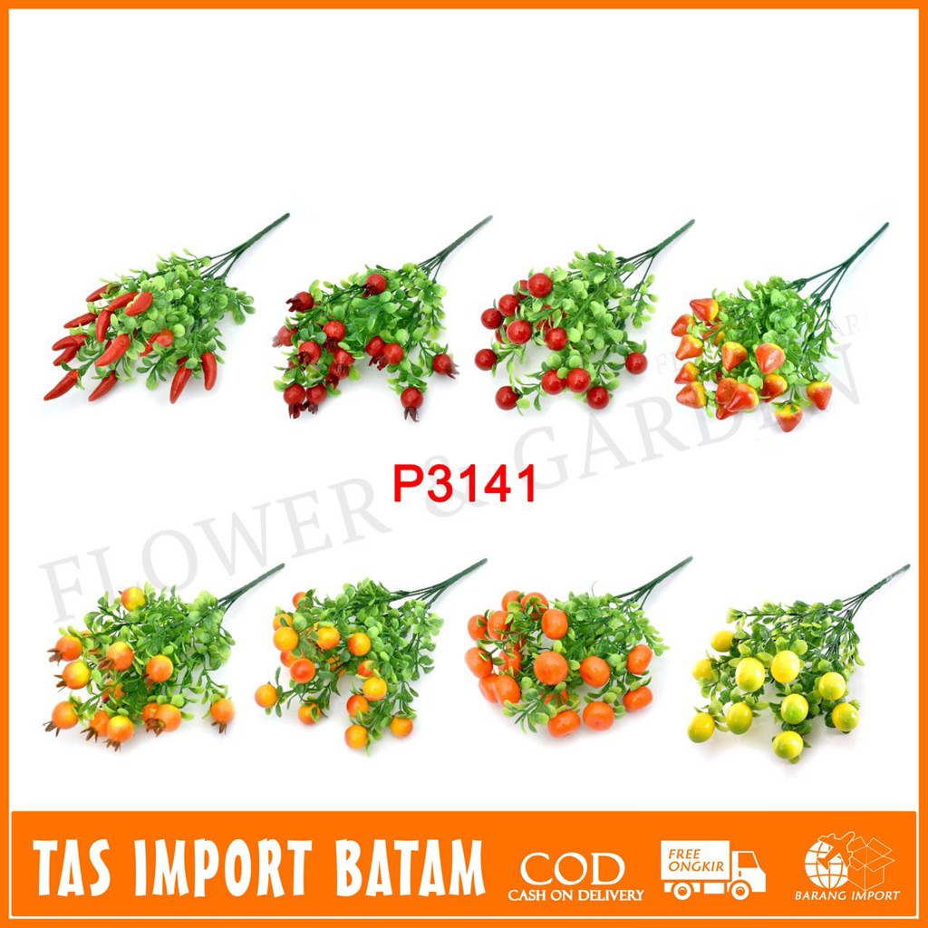 COD/TIB BUAH BUAHAN BUNGA TANGKAI PLASTIK BUNGA ARTIFISIAL BUNGA HIASAN P3141