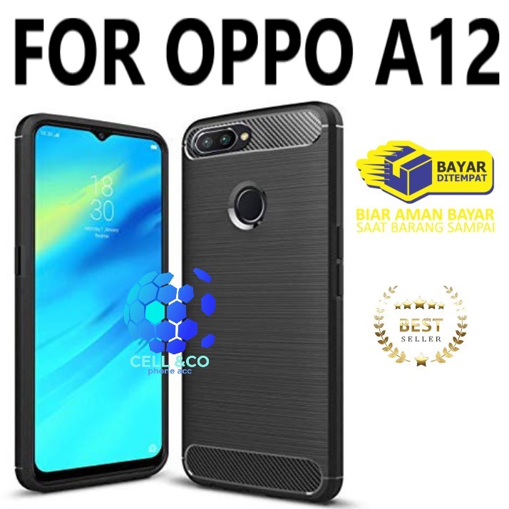 CASE CARBON OPPO A12 casing hp silikon softcase case premium carbon cover