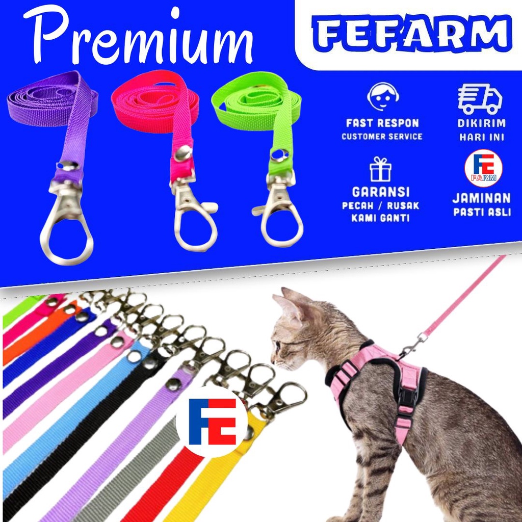 Harness Tali Tuntun Tali Hewan Peliharaan Panjang 120CM Polos FEFARM