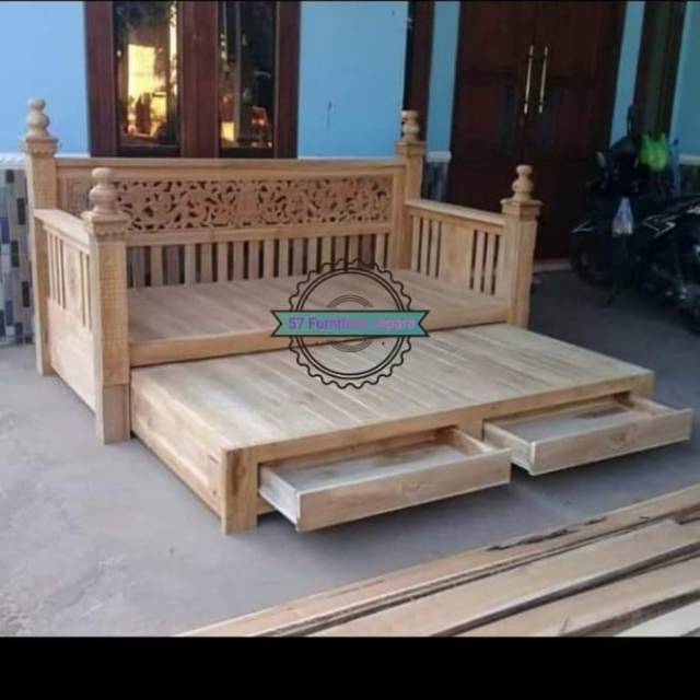 Kursi susun jati mentahan bangku bale bale ukir Jepara