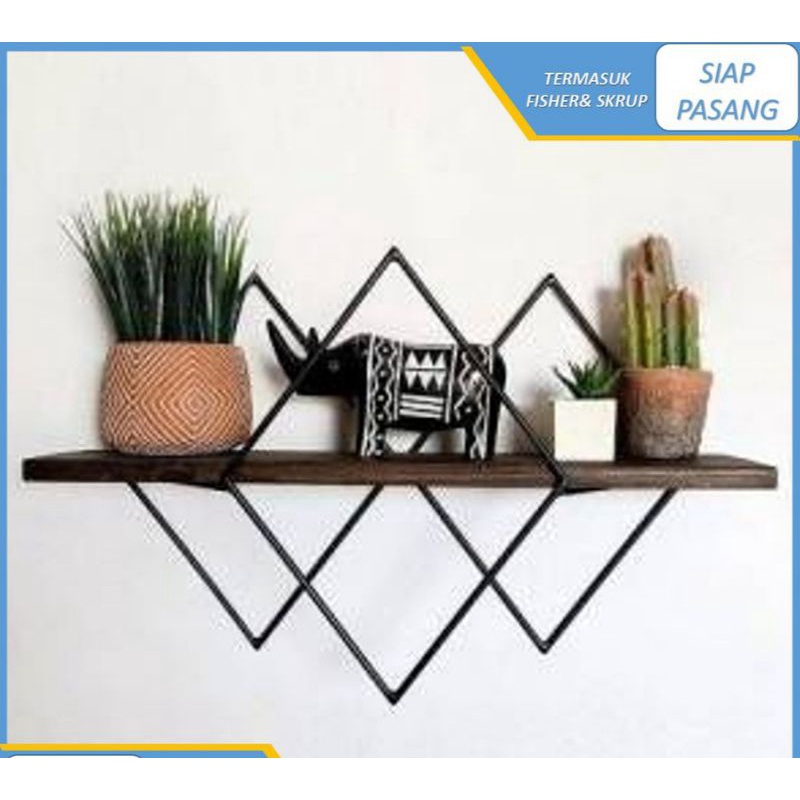 Jual RAK DINDING BESI DEKORASI DINDING MINIMALIS DIAMOND / RAK BUKU