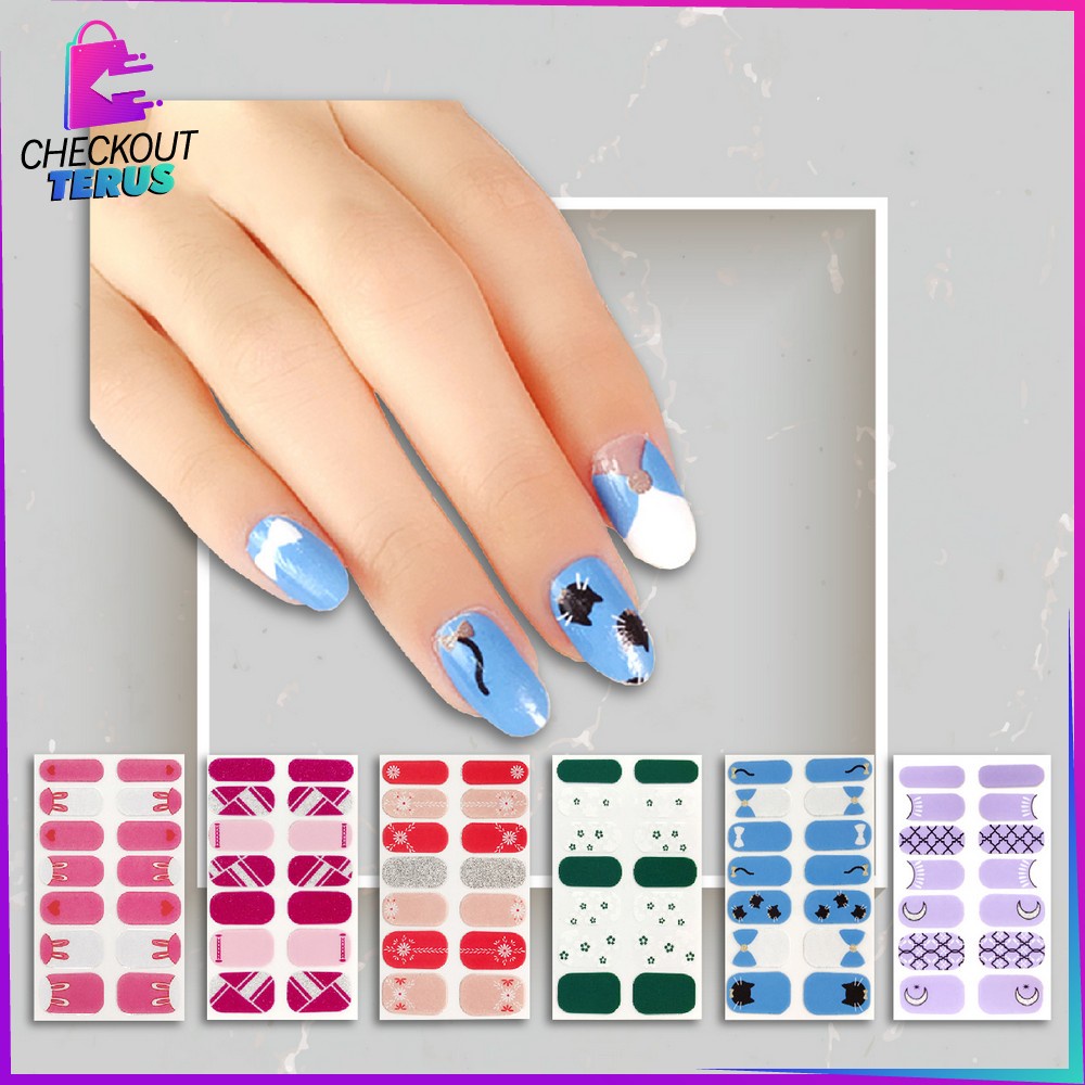 CT K54 Stiker Kuku Wanita Korea Waterproof Sticker Kuku Fashion Wanita Anti Air Nail Art Sticker Cantik