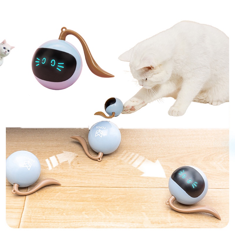 Smart Interactive Cat Toy 360 Degree Self Rotating Ball, USB Rechargeable Pet Toy