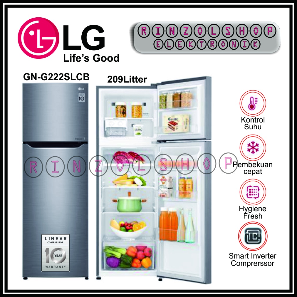 KULKAS LG GN-G222SLCB SMART INVERTER DOOR COOLING 2 PINTU GNG222SLCB