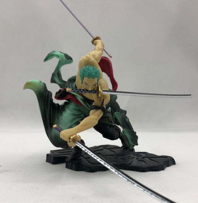 Mainan Action Figure Anime One Piece Roronoa Zoro Tigaknife Fighting Skill Zoro Bahan Pvc Ukuran 11cm-1