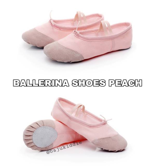 SEPATU BALET ANAK DEWASA KUALITAS PREMIUM IMPORT / BALLERINA SHOES / SEPATU BALET PINK PEACH