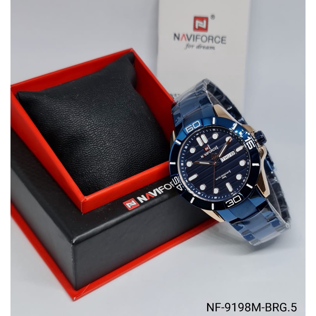 GROSERBA GROSIR JAM TANGAN RANTAI IMPORT NAVIFORCE 9198 PRIA ORIGINAL