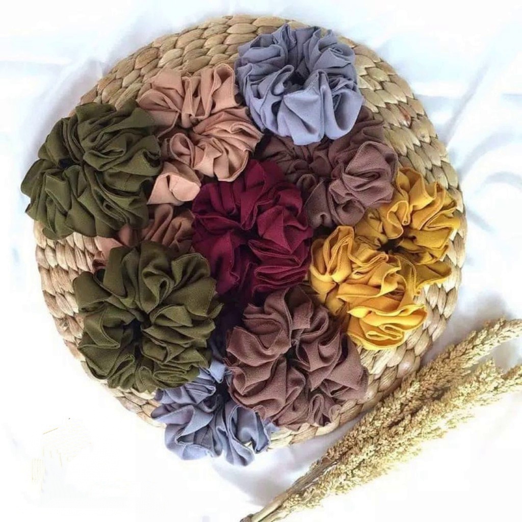 Khimar jumbo 75x100 cm, bahan wolfish-Scrunchie ikt Random