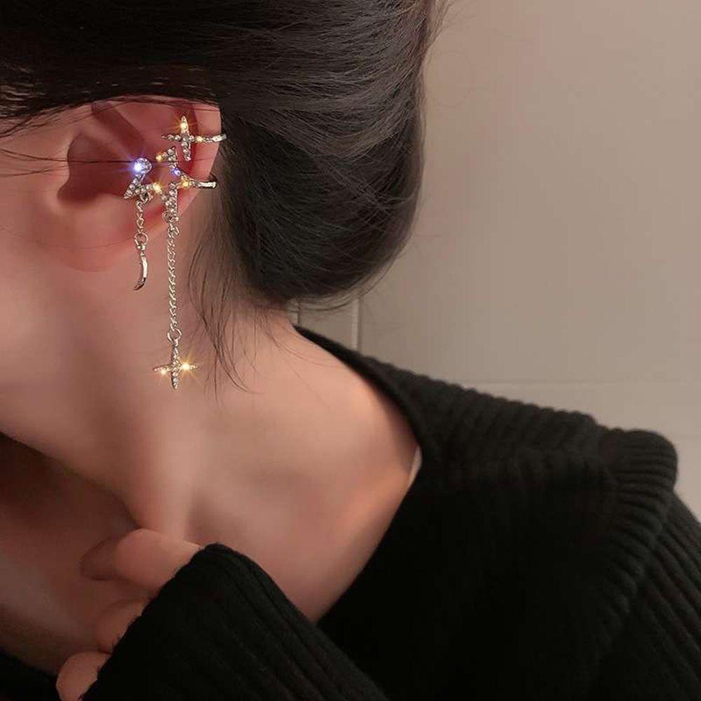 Anting Klip Nanas Trendy Wanita Bintang Tanpa Tindik