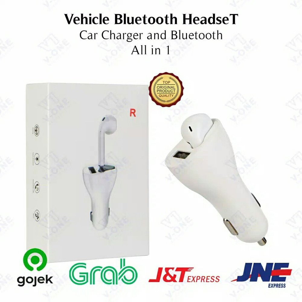 Car charger headset earphone bluetooth wireless 2in1 vehicle