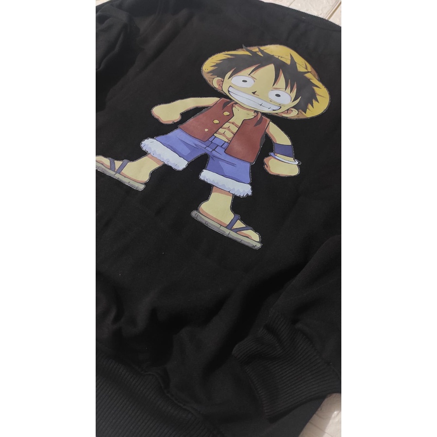 Sweater Crewneck Luffy One Piece / Sweater Crewneck Anime One Piece Bahan fleece Tebal Dan Bisa Bayar Di Tempat