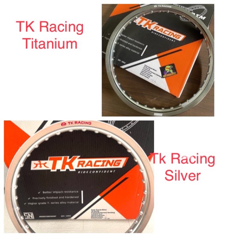 Velg almunium TK Racing Ring 17 Lebar 160 Titanium & Silver