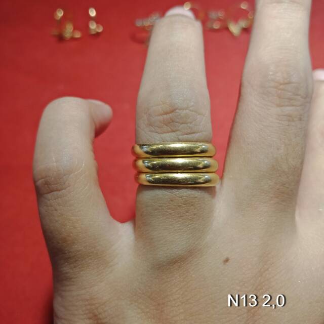 Cincin No 13 anak dan dewasa emas asli kadar 700 70% 22 1 2 g gr gram gold kuning selisih lilit wajik diamond batu