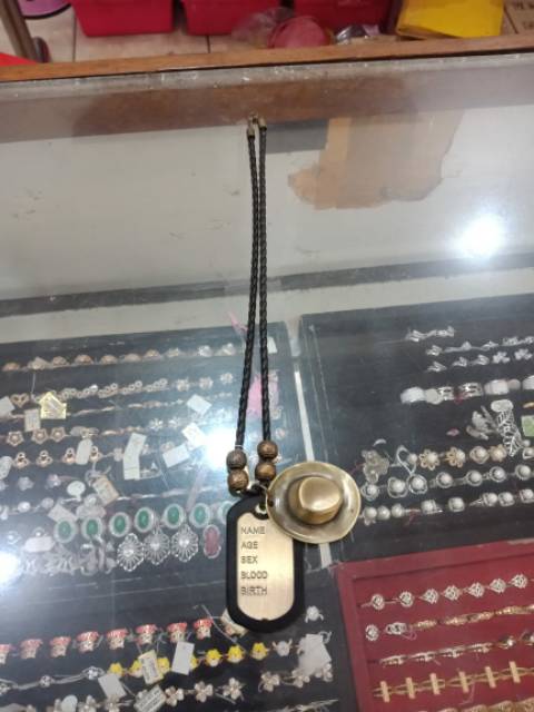 Kalung Liontin Kulit Black Bakaran Asli