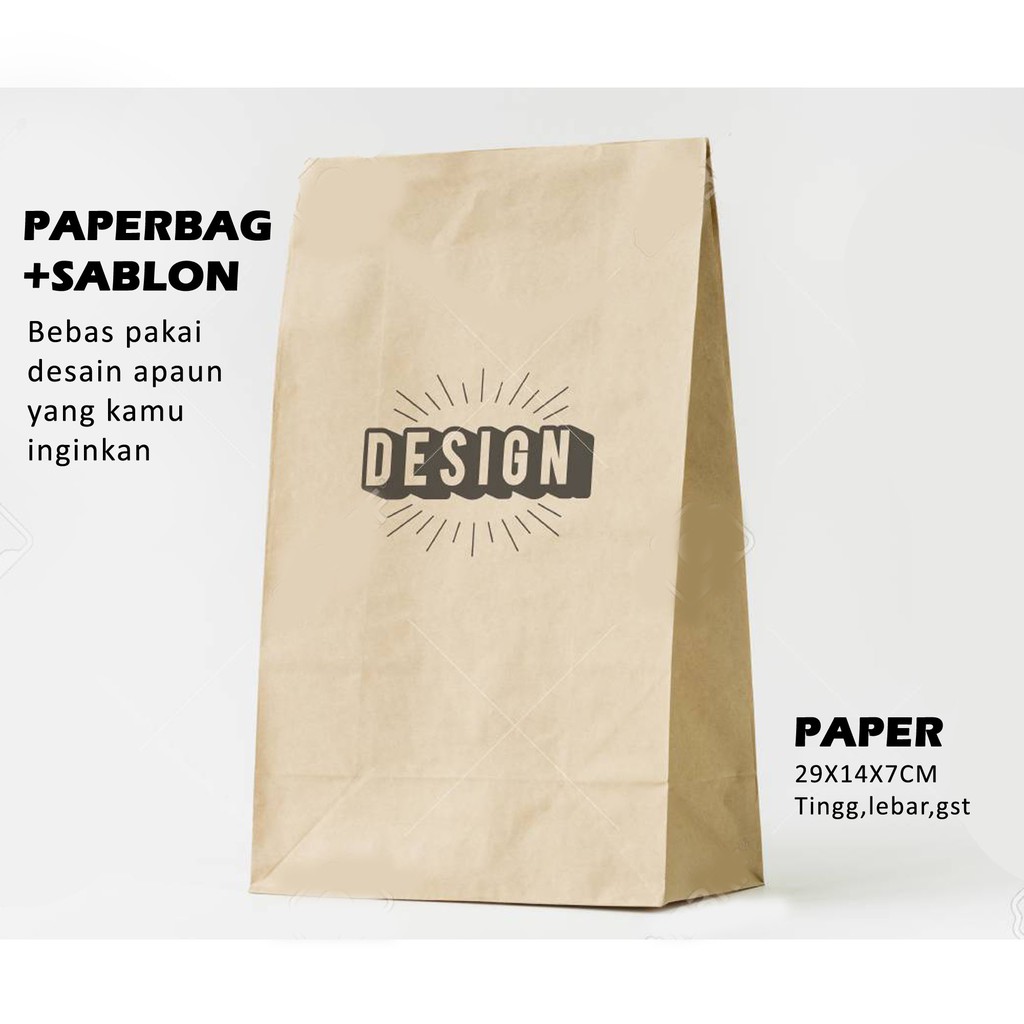 

(+SABLON) Kantong Kertas Coklat A4 UK 29x14x7cm / Kantong Makanan Food Grade Packaging Kertas Roti