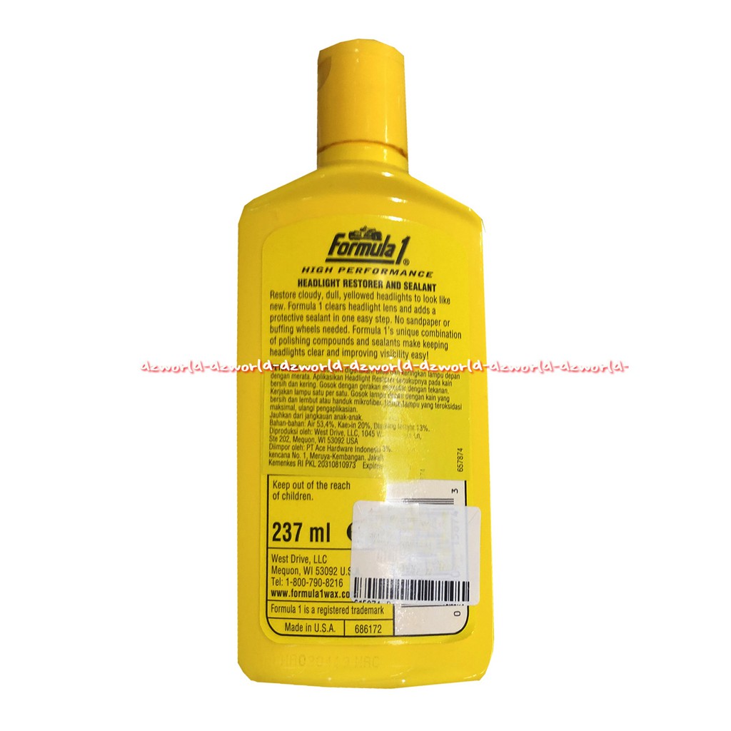 Formula 1 Headlight Restorer Sealant Cairan Pembersih Kaca Mobil 237ml