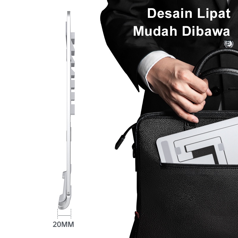 Deli Stand Laptop Aluminium Dudukan Laptop Holder Tatakan Rak Standing Laptop Meja Adjustable Laptop Stand