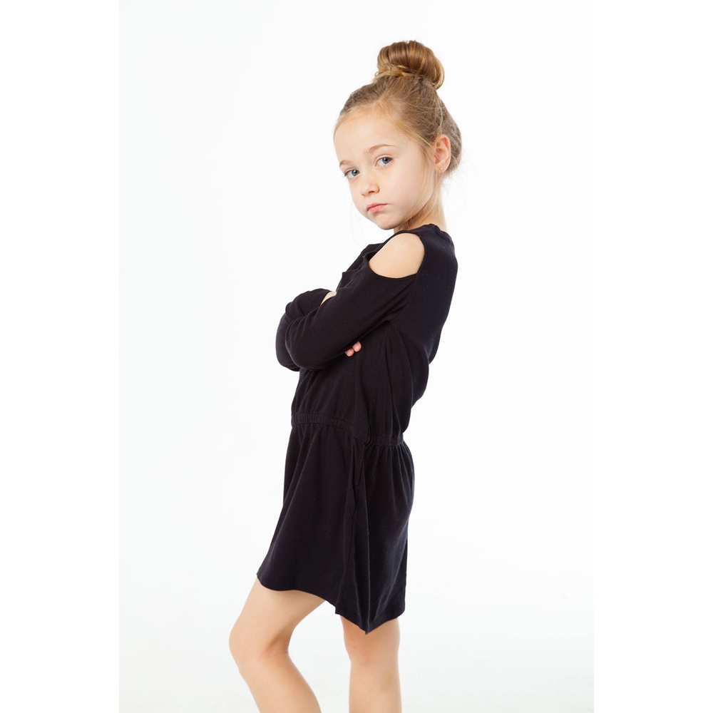 Baju Dress Gaun Anak Perempuan Moscrepe Import Warna Hitam