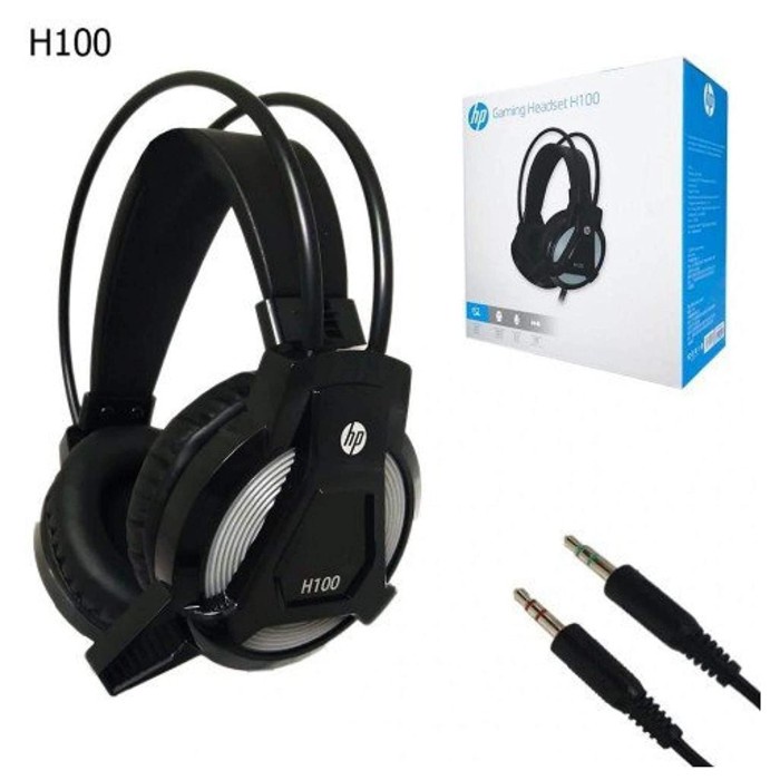 Headset Gaming HP H100 Original H-100 Mobile PC Headset With 2x Jack Headphone Gaming Series H 100