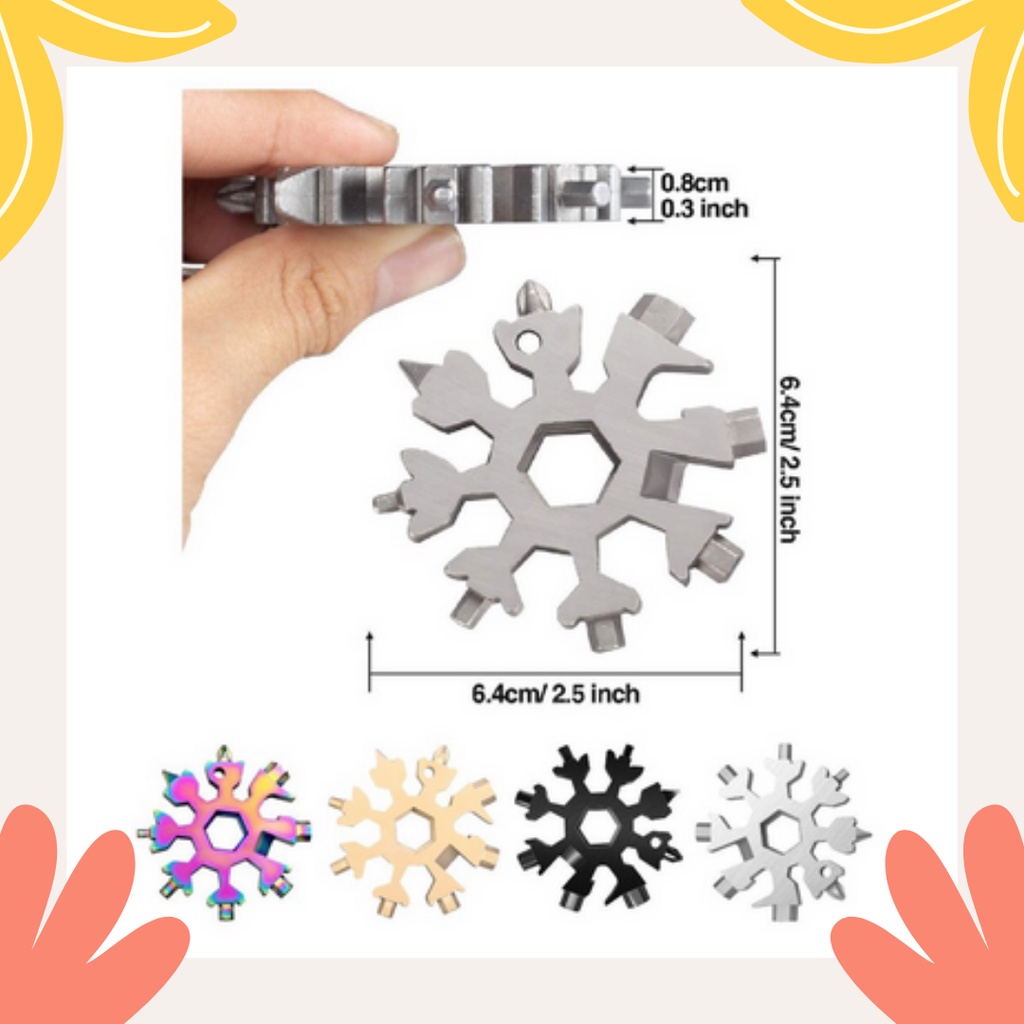 Snowflakes Multi Tool Pocket Wrench Saker Tool Kunci Salju 18 IN 1