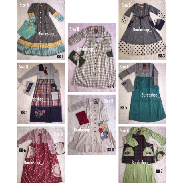 BAJU MUSLIM ANAK DANNIS PEREMPUAN SIZE 8( BAJU LEBARAN )