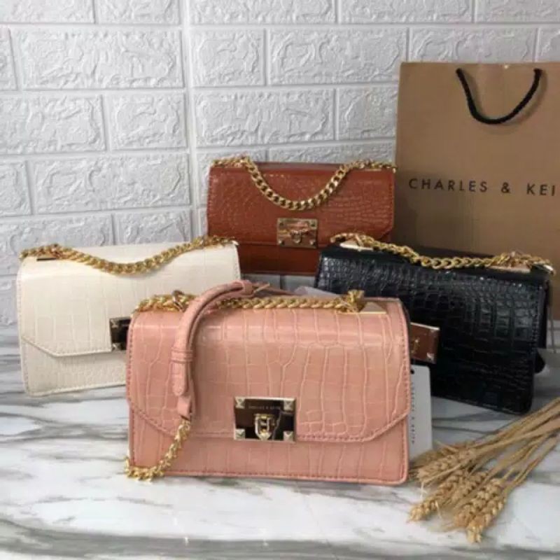 TAS CHARLES AND KEITH CROCO / SLING BAG / CNK ORIGINAL TERLARIS / TAS CNK PREMIUM LOCK FREE POUCH