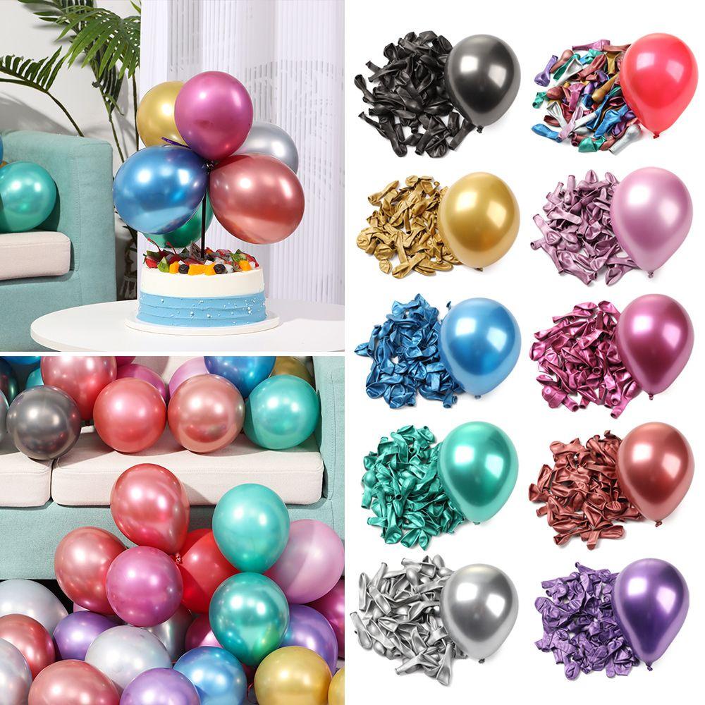 Nanas 50 Pcs 5 Inch Balon Lateks Anak-Anak Mendukung Metalik DIY Hadiah Perlengkapan Pesta Tebal Chrome