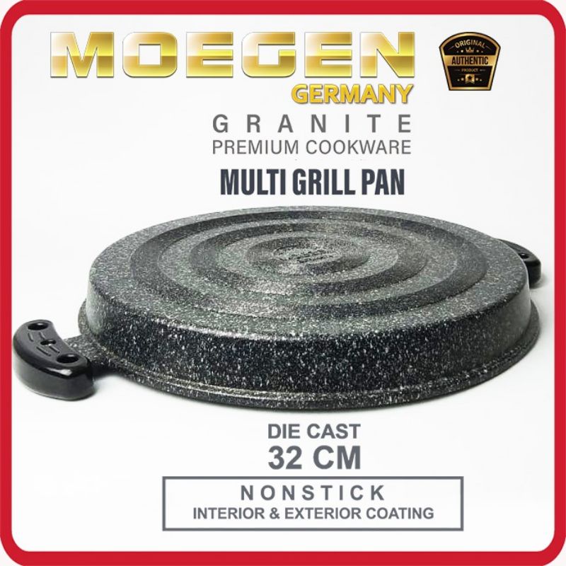 Moegen Germany Multi Grill Pizza Roaster BBQ Barbeque Pan 32cm Granite Series Plus Kaca / PIZZA PAN ANTI LENGKET / PEMANGGANG PIZZa Multi Grill Pan Premium