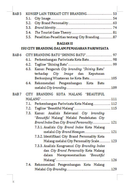 Buku City Branding Konsep dan Isu dalam Pemasaran Pariwisata Citra Kota Pariwisata Kota-2