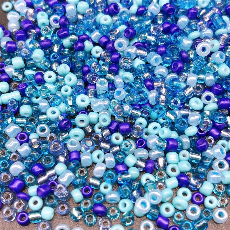 10g 2MM 3MM 4MM Manik-Manik Kaca Czech Kecil Warna Biru Untuk Membuat Perhiasan