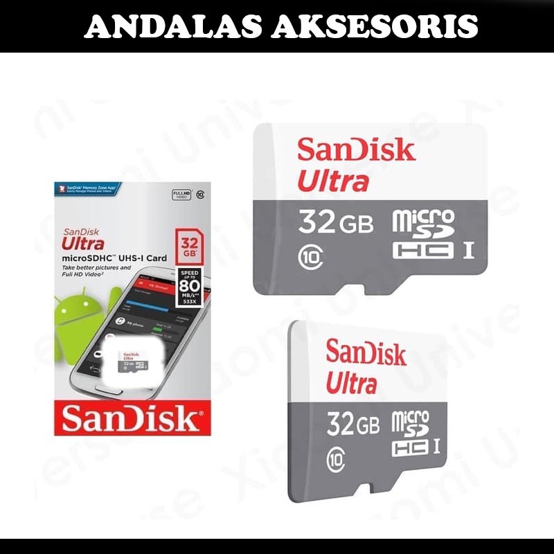 KARTU MEMORI MICRO SD MICROSD SANDISK ULTRA microSDHC UHS-I Class 10 32GB 64GB 128GB