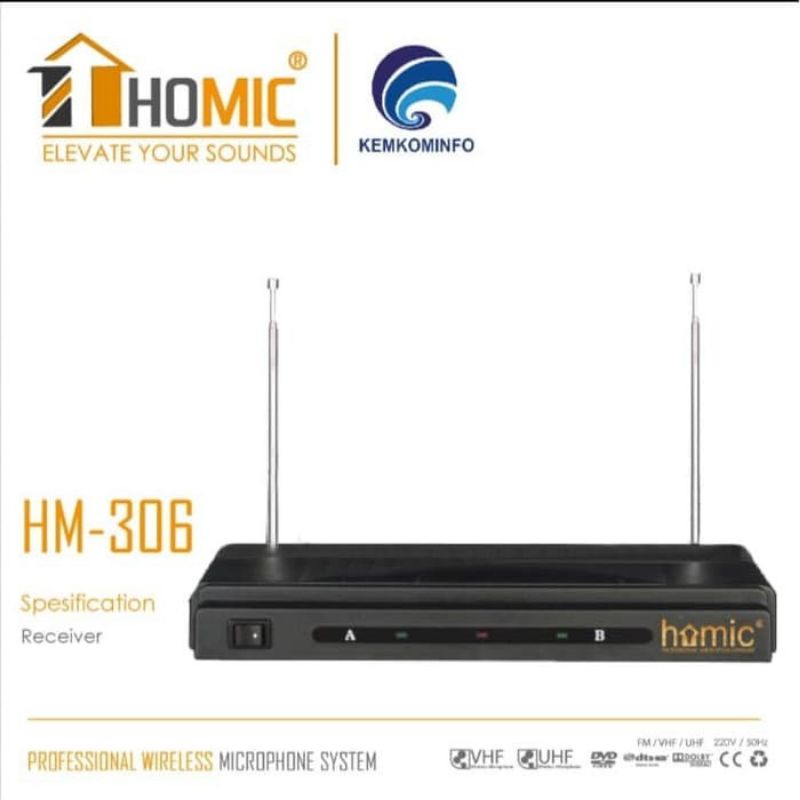 HOMIC HM-306 // Mic Wireless Double // Microphone Wireless // Mic Tanpa Kabel