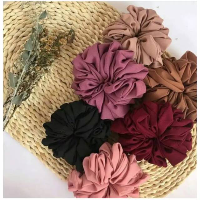 Bundara.id Ra-773 Scrunchie atau cempol Cantik untuk sanggul rambut bahan katun adem ikat rambut cepol hijab