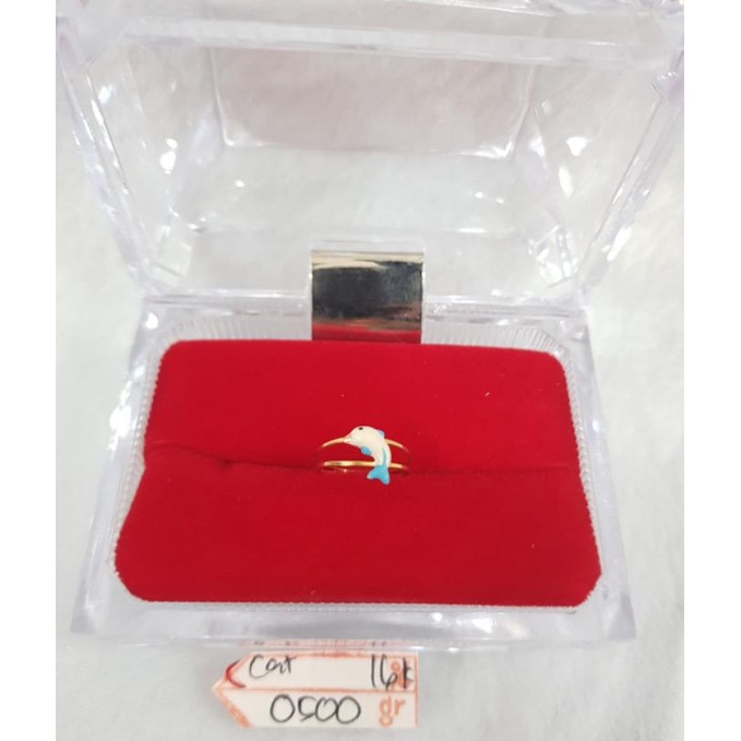 CA317G116G cincin gold ikan lumba lumba baby model ongsrot dolphin emas kuning asli berat 0.500 kada