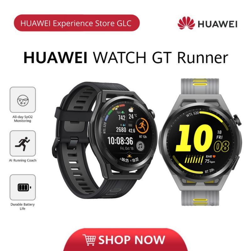 Huawei HUAWEI WATCH GT Runner - Jam Tangan GPS dengan Pemantauan Kesehatan dan Fitur Olahraga Lengkap