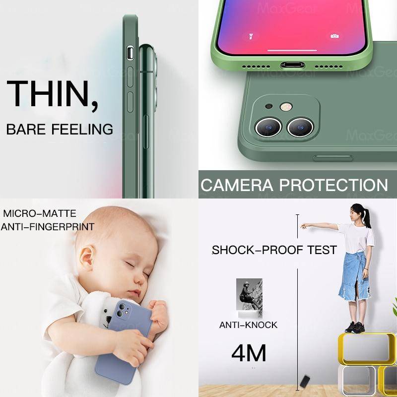 Case Pelindung Bahan Silikon Bentuk Kotak Shockproof Untuk iPhone 13 14 Pro Max Plus 14 13