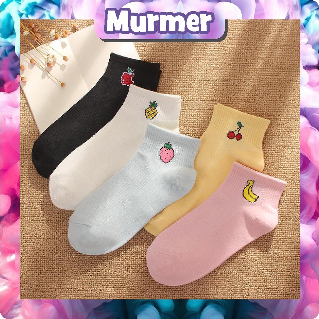 MurmerOfficial R139 Kaos Kaki Motif Buah Cute Kaoskaki Pendek Socks Fruit Fashion Wanita Korea