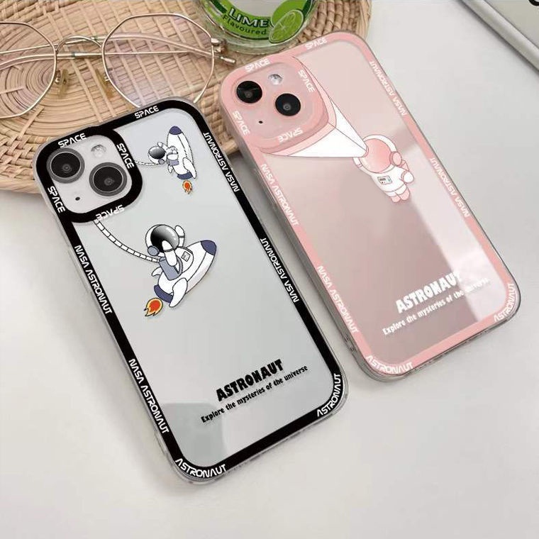 Soft Case Silikon Transparan Motif Astronot Untuk IPhone 13 12 Pro Max 11 XS XR X 8 7 6S Plus