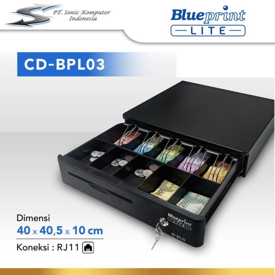 CASH DRAWER / LACI KASIR / LACI UANG BLUEPRINT CD-BPL03 40x40,5x10cm