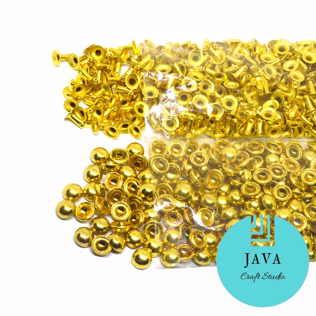 PAKU KELING CENTANG JAMUR 9 MM PER 100 SET WARNA GOLD V 9 JMR GOLD