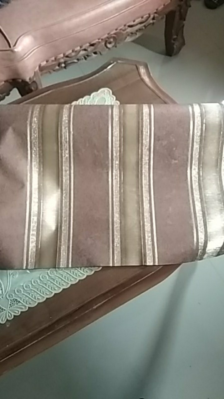 Wallpaper Dinding Murah Motif Garis Silver Coklat Gold